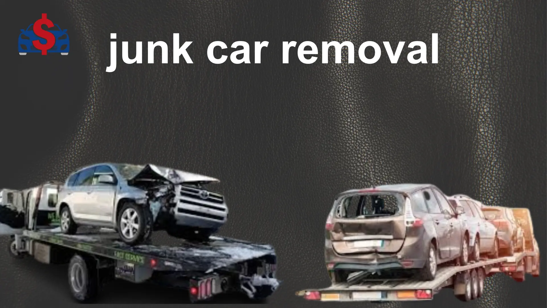 Junk car removal truck picking up an old damaged vehicle for cash.