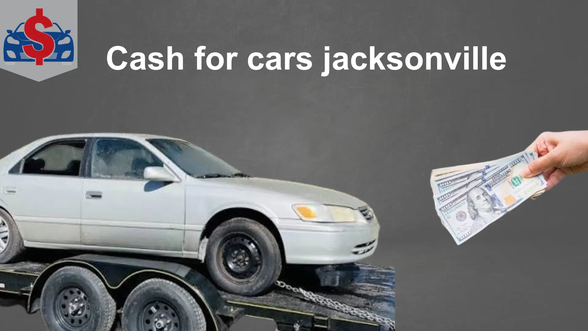 Tow truck picking up a junk car in Jacksonville with free towing and instant cash payment.